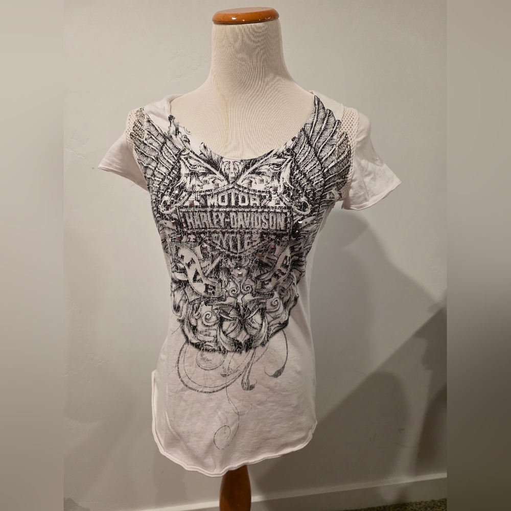 Harley-Davidson White Graphic Short Sleeve Tee